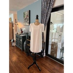 Naked Zebra silky shift dress full lined medium white